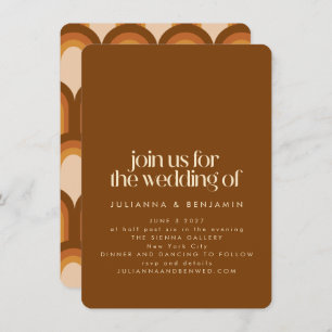 Groovy Retro 70s Design Brown Unique Fun Wedding Kaart