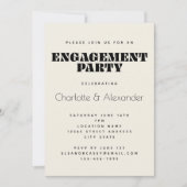 Groovy Retro 70s Design in Black Engagement Party Kaart (Voorkant)