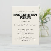 Groovy Retro 70s Design in Black Engagement Party Kaart (Staand voorkant)