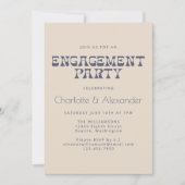 Groovy Retro 70s Design in Blue Engagement Party Kaart (Voorkant)