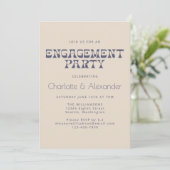 Groovy Retro 70s Design in Blue Engagement Party Kaart (Staand voorkant)