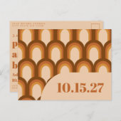 Groovy Retro 70s Design in Brown and Sand Wedding Briefkaart (Voorkant / Achterkant)