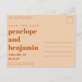 Groovy Retro 70s Design in Brown and Sand Wedding Briefkaart (Achterkant)