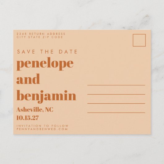 Groovy Retro 70s Design in Brown and Sand Wedding Briefkaart (Achterkant)