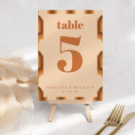 Groovy Retro 70s Design in Brown and Sand Wedding Kaart<br><div class="desc">Groovy Retro 70s Design in Brown and Sand Wedding Table Number</div>
