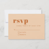Groovy Retro 70s Design in Brown and Sand Wedding RSVP Kaartje (Voorkant)