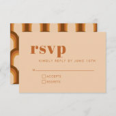 Groovy Retro 70s Design in Brown and Sand Wedding RSVP Kaartje (Voorkant / Achterkant)