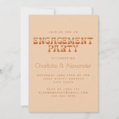 Groovy Retro 70s Design in Brown Engagement Party Kaart (Voorkant)