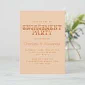 Groovy Retro 70s Design in Brown Engagement Party Kaart (Staand voorkant)