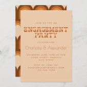 Groovy Retro 70s Design in Brown Engagement Party Kaart (Voorkant / Achterkant)