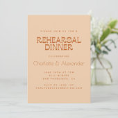 Groovy Retro 70s Design in Brown Rehearsal Dinner Kaart (Staand voorkant)