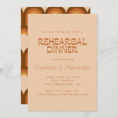 Groovy Retro 70s Design in Brown Rehearsal Dinner Kaart (Voorkant / Achterkant)