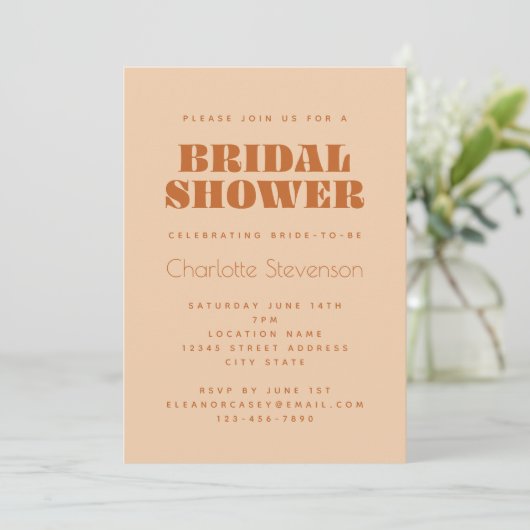 Groovy Retro 70s design in Brown Vrijgezellenfeest Kaart (Staand voorkant)