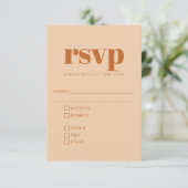 Groovy Retro 70s Design in Brown Wedding Meal RSVP Kaartje (Staand voorkant)