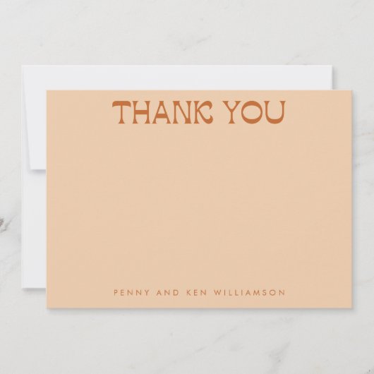 Groovy Retro 70s Design in Brown Wedding Names Bedankkaart (Voorkant)