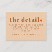 Groovy Retro 70s Design in Brown Wedding Website Informatiekaartje (Voorkant)