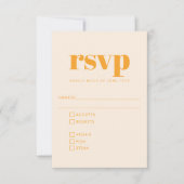 Groovy Retro 70s Design Sinaasappel Trouwmaaltijd  RSVP Kaartje (Voorkant)