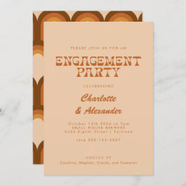 Groovy Retro 70s Design Tan Verloving Host Party Kaart