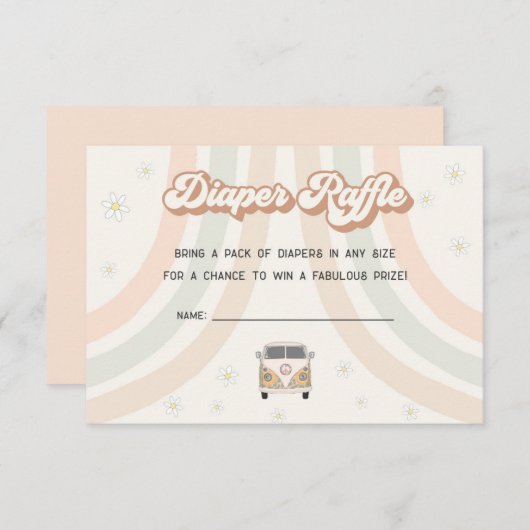 groovy retro 70s diaper raffle call insert informatiekaartje (Voorkant / Achterkant)