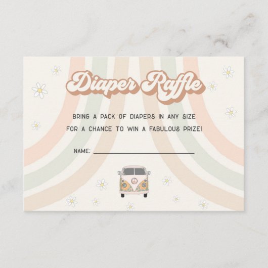 groovy retro 70s diaper raffle call insert informatiekaartje