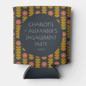 Groovy Retro 70s Floral Custom Engagement Party Blikjeskoeler (Voorkant)