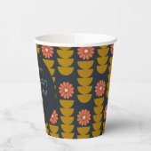 Groovy Retro 70s Floral Custom Engagement Party Papieren Bekers (Links)