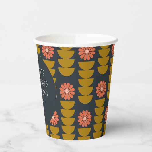 Groovy Retro 70s Floral Custom Engagement Party Papieren Bekers (Links)