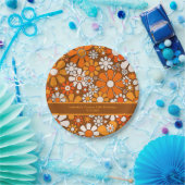 Groovy Retro 70s Floral gepersonaliseerd Papieren Bordje (Feest)