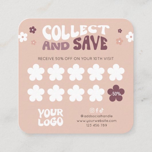 Groovy Retro 70s Fun Lashes Beauty Salon of Spa Klantenkaartje (Achterkant)