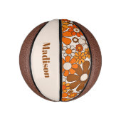 Groovy Retro 70s Gepersonaliseerd voor haar Bloeme Basketbal (Verticaal)