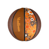 Groovy Retro 70s Gepersonaliseerd voor haar Bloeme Basketbal (Verticaal)