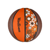 Groovy Retro 70s Gepersonaliseerd voor haar Bloeme Basketbal (Verticaal)