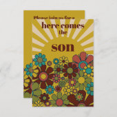 Groovy Retro 70s Hier komt het Son Baby shower Kaart (Voorkant / Achterkant)