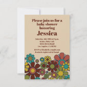 Groovy Retro 70s Hier komt het Son Baby shower Kaart (Achterkant)