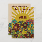 Groovy Retro 70s Hier komt het Son Baby shower Kaart (Voorkant / Achterkant)