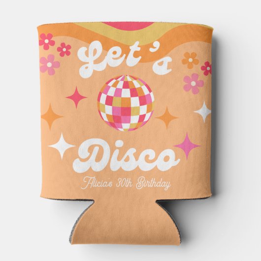 Groovy Retro 70s Laten we Disco Any Age Verjaardag Blikjeskoeler (Achterkant)