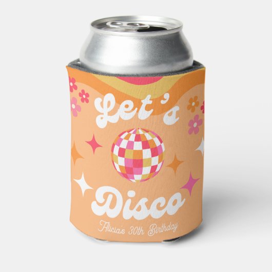 Groovy Retro 70s Laten we Disco Any Age Verjaardag Blikjeskoeler (Blikje Achterkant)