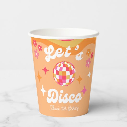Groovy Retro 70s Laten we Disco Any Age Verjaardag Papieren Bekers (Achterkant)