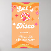 Groovy Retro 70s Laten we Disco Any Age Verjaardag Poster (Voorkant)