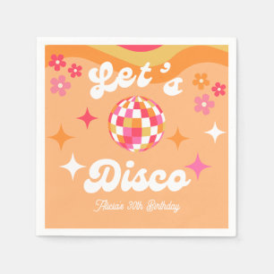 Groovy Retro 70s Laten we Disco Any Age Verjaardag Servet