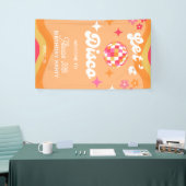 Groovy Retro 70s Laten we Disco Any Age Verjaardag Spandoek (Beurs)