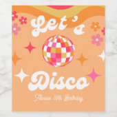 Groovy Retro 70s Laten we Disco Any Age Verjaardag Wijn Etiket (Enkel label)