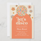 Groovy Retro 70s Laten we Disco Birthday Party Kaart (Voorkant)