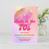 Groovy Retro 70s Laten we Disco Birthday Party Kaart (Staand voorkant)