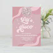 Groovy Retro 70s Laten we Disco Birthday Party Kaart (Staand voorkant)