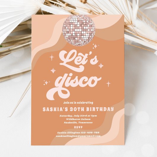 Groovy Retro 70s Laten we Disco Birthday Party Kaart
