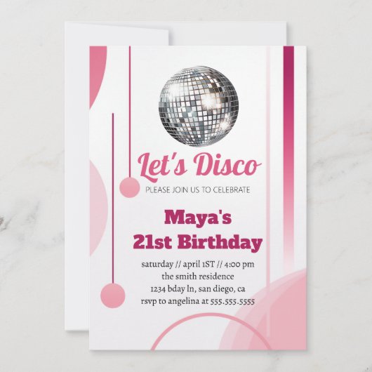 Groovy Retro 70s Laten we Disco Birthday Party Kaart (Voorkant)