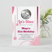 Groovy Retro 70s Laten we Disco Birthday Party Kaart (Staand voorkant)
