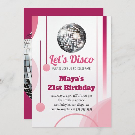 Groovy Retro 70s Laten we Disco Birthday Party Kaart (Voorkant / Achterkant)