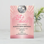 Groovy Retro 70s Laten we Disco Birthday Party Kaart (Staand voorkant)